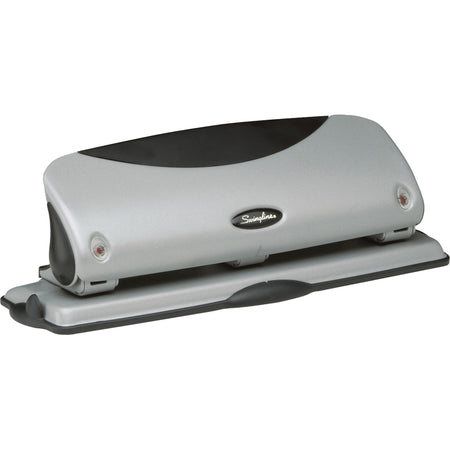 Swingline EasyView Desktop Punch - 3 Punch Head(s) - 12 Sheet - 9/32" Punch Size - Black, Silver