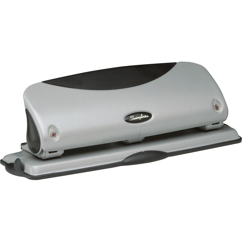 Swingline EasyView Desktop Punch - 3 Punch Head(s) - 12 Sheet - 9/32" Punch Size - Black, Silver