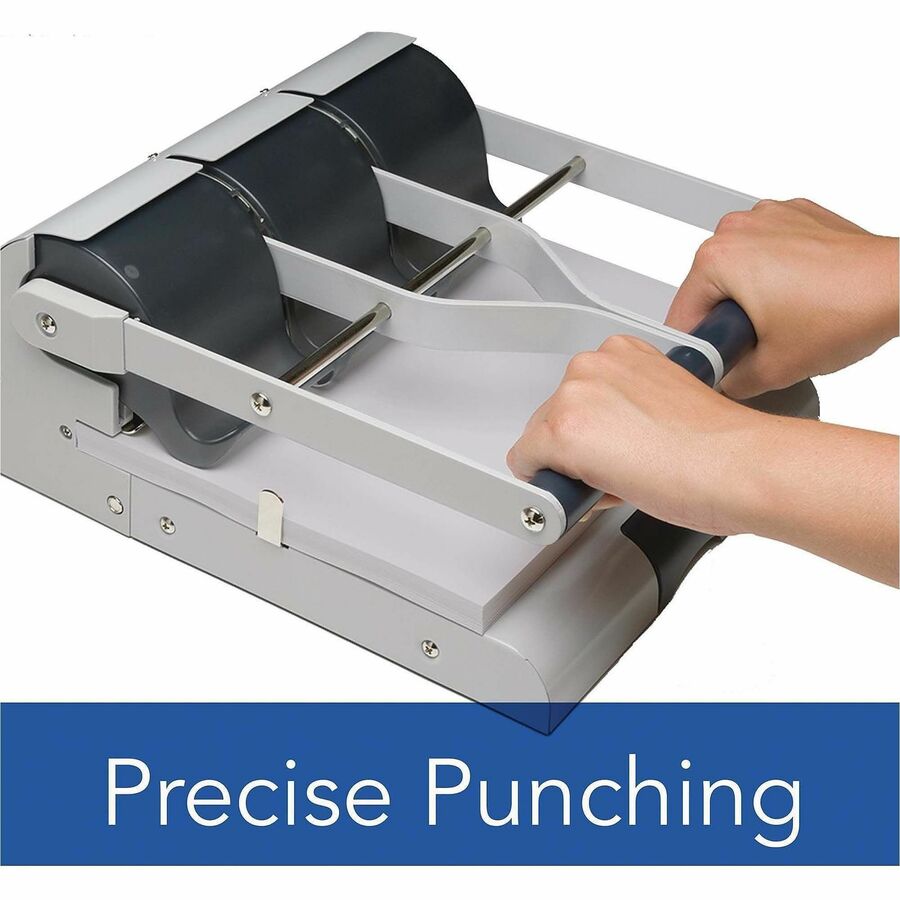 Swingline Manual Punch - 3 Punch Head(s) - 160 Sheet - 9/32" , 11/32" Punch Size - Metal - Gray