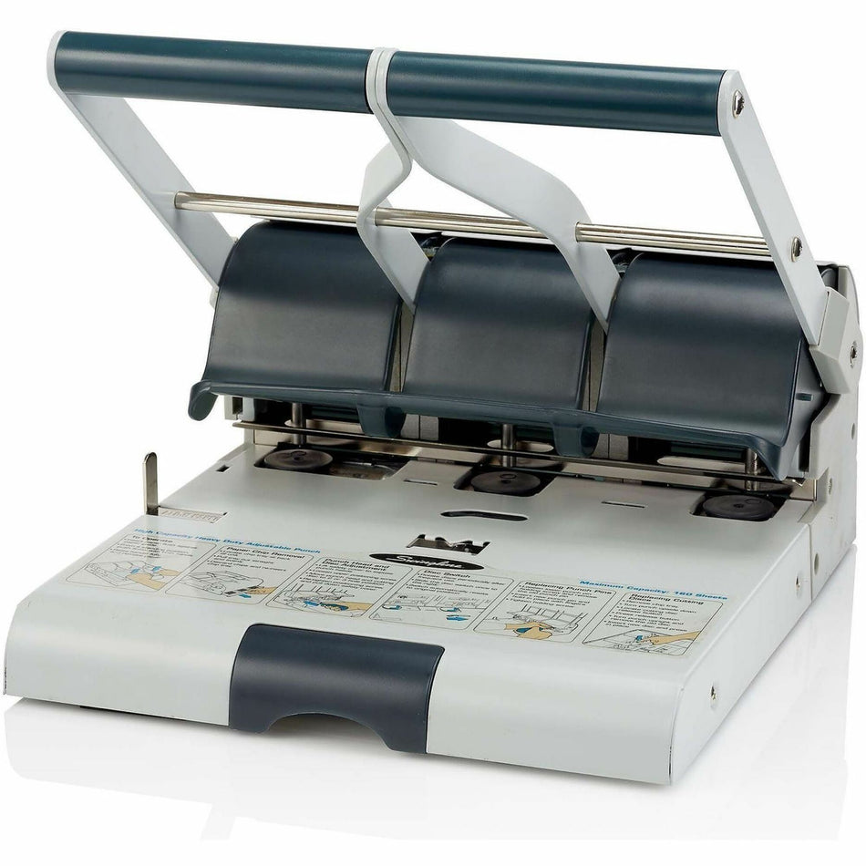 Swingline Manual Punch - 3 Punch Head(s) - 160 Sheet - 9/32" , 11/32" Punch Size - Metal - Gray