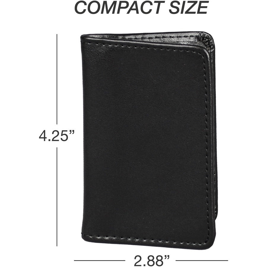 Samsill Regal Carrying Case (Wallet) Business Card - Black - Leather, Genuine Cowhide Leather Body - 1 Each