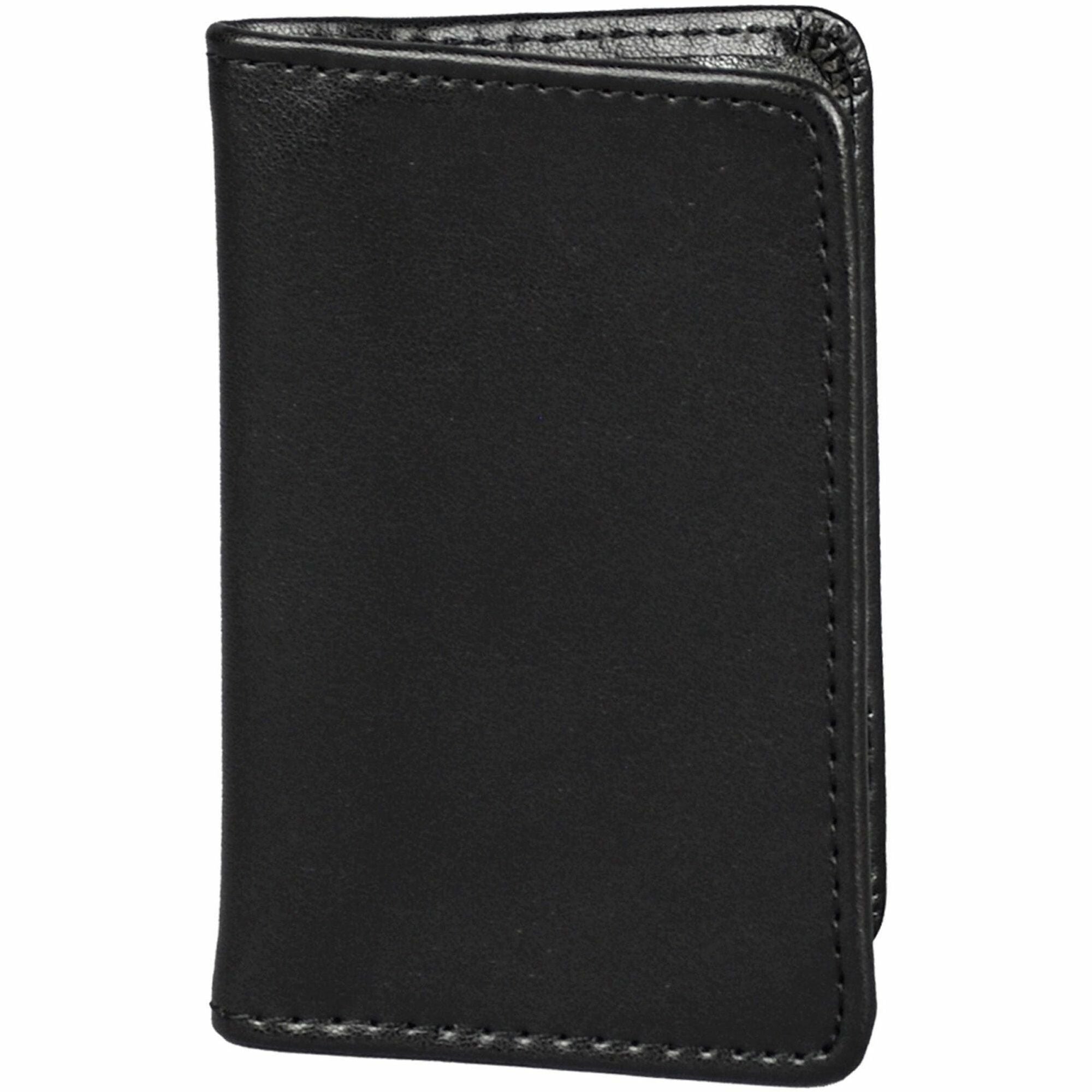 Samsill Regal Carrying Case (Wallet) Business Card - Black - Leather, Genuine Cowhide Leather Body - 1 Each