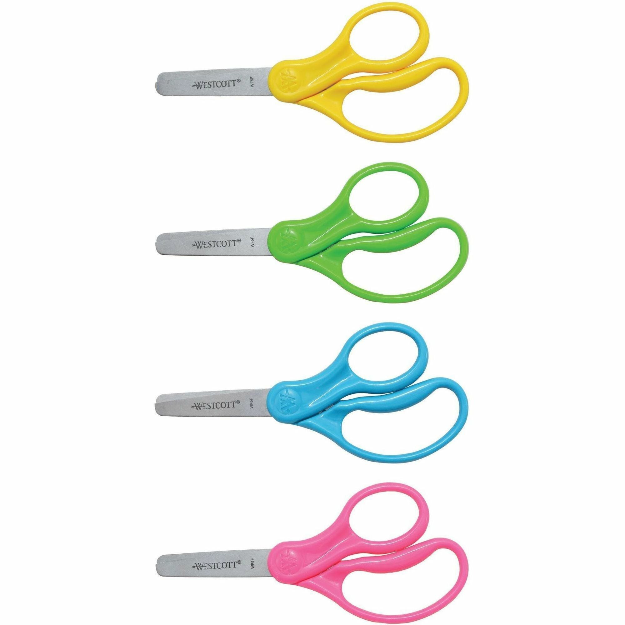 Westcott 5" Kids Blunt Tip Scissors - 5" Overall Length - Straight-left/right - Stainless Steel - Blunted Tip - Assorted - 1 Each