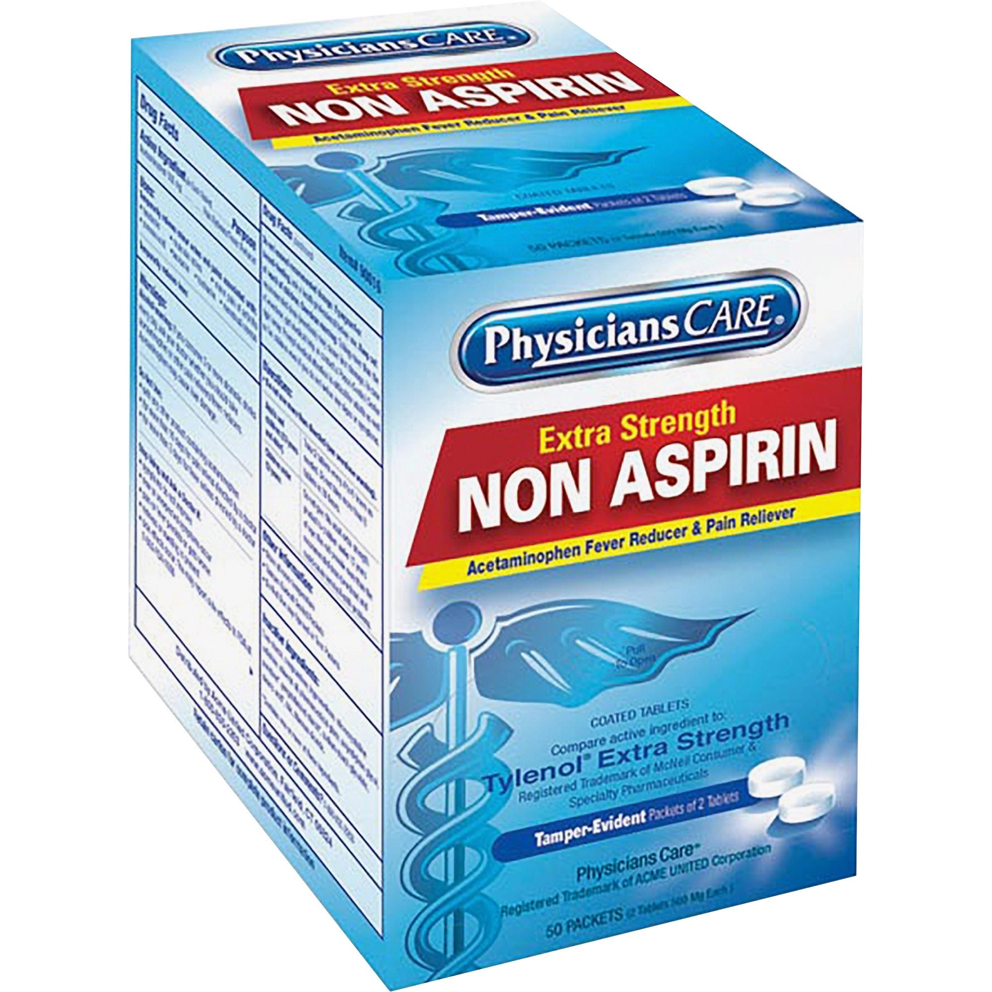 PhysiciansCare St. Vincent Acetaminophen Single Packets - For Fever, Pain - 2/Packet - 50 / Box