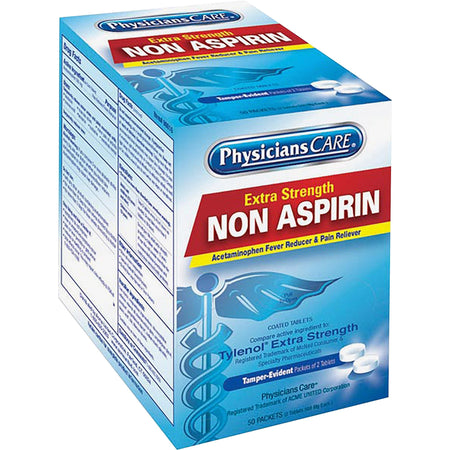 PhysiciansCare St. Vincent Acetaminophen Single Packets - For Fever, Pain - 2/Packet - 50 / Box