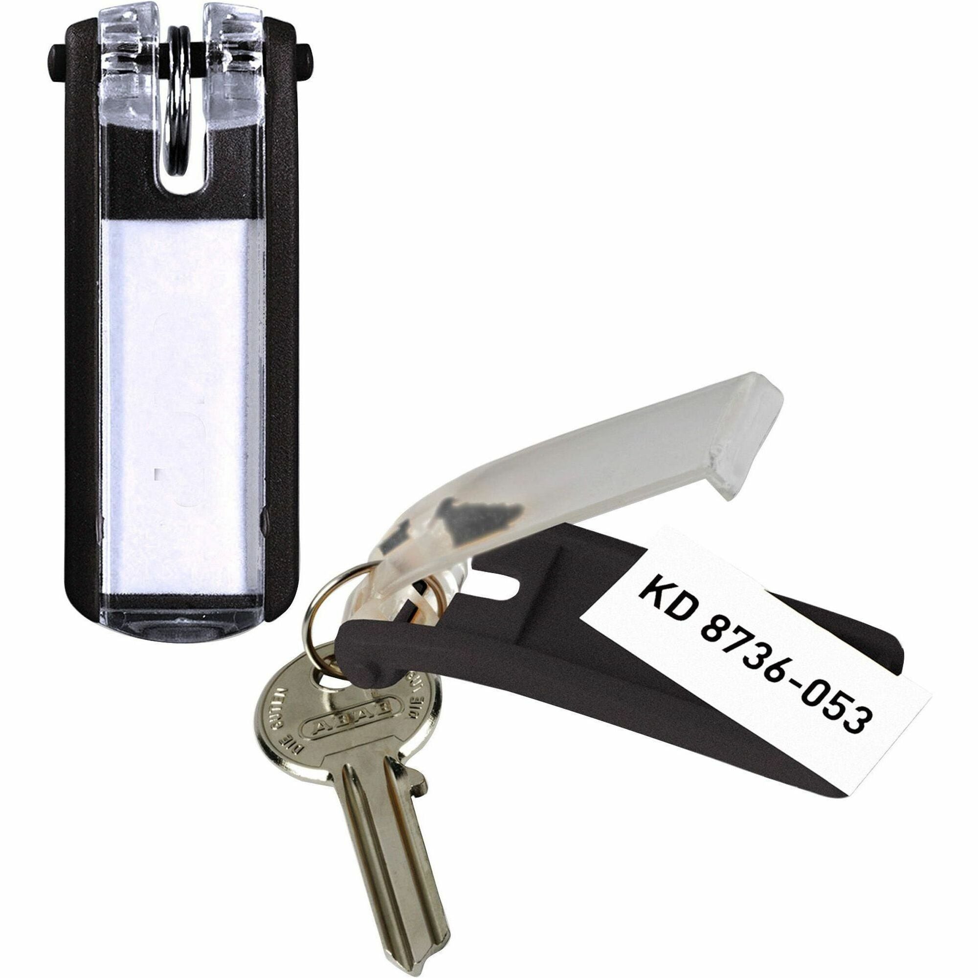 DURABLE Label Window Key Tags - Plastic - Black - 6 / Pack