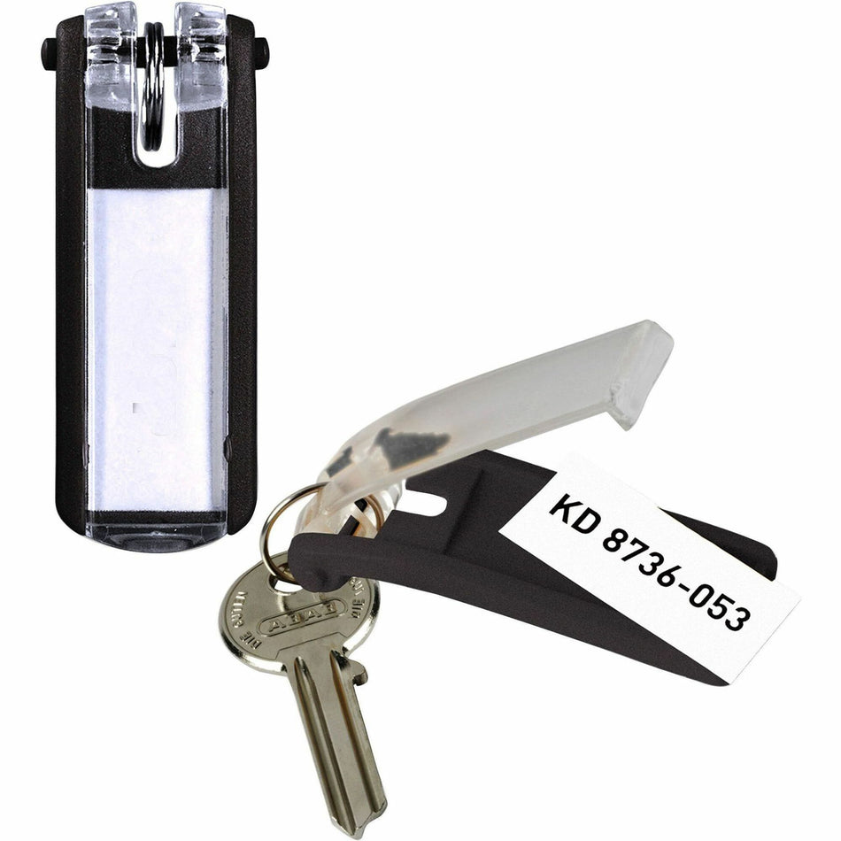 DURABLE Label Window Key Tags - Plastic - Black - 6 / Pack