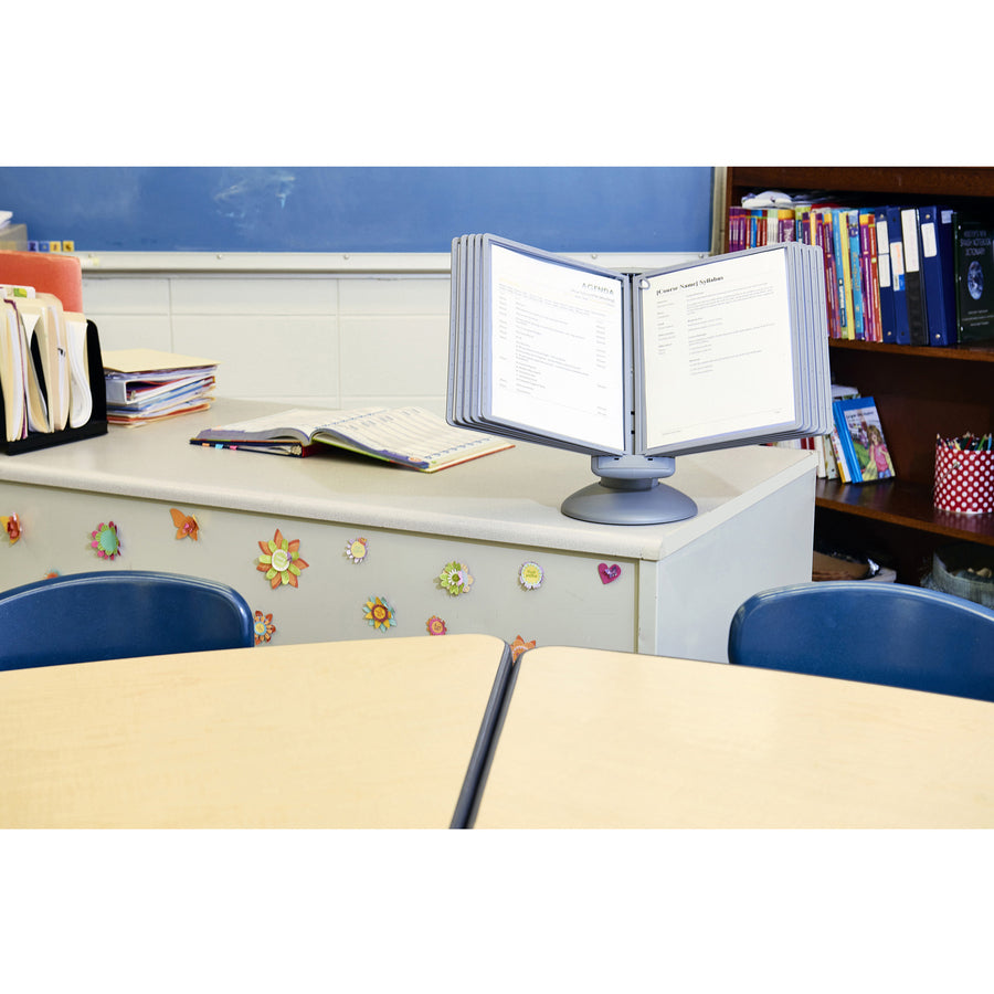 DURABLE Sherpa Motion Desk Reference System - Desktop - 10 Panels - Support Letter 8.50" x 11" Media - Non Expandable - Graphite Smoke - Plastic - 1 Each