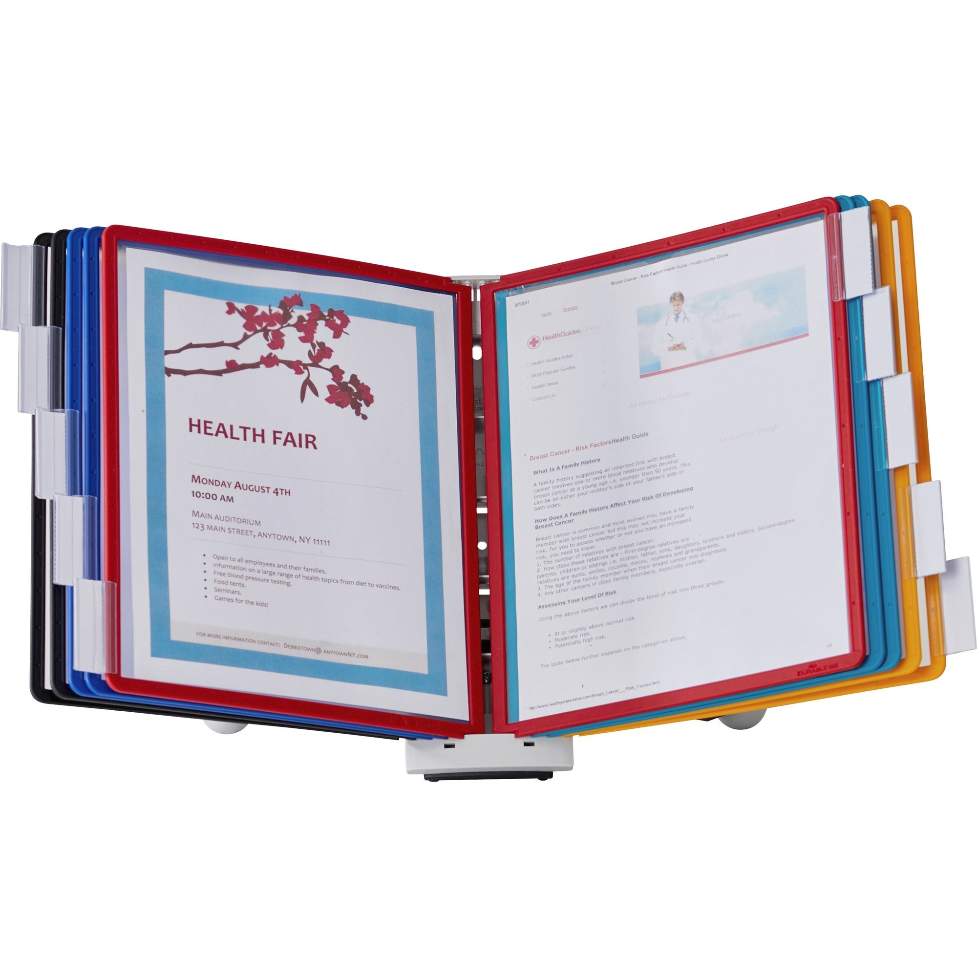 DURABLE Sherpa Desk Reference System - Desktop - 10 Panels - Support Letter 8.50" x 11" Media - Expandable - Assorted - 1 Each