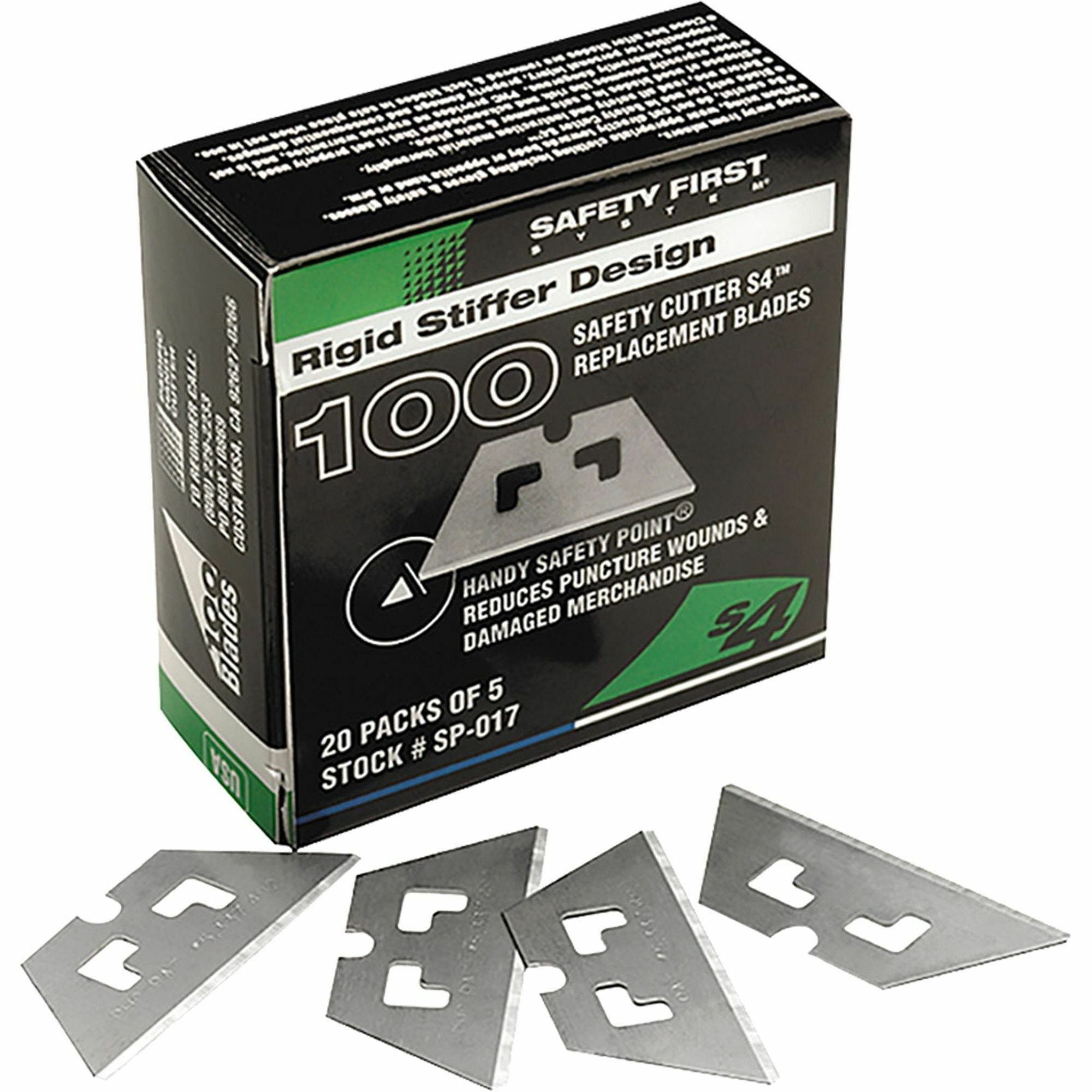PHC Pacific S4/S3 Safety Cutter Replacement Blades - Straight Style - Steel - Silver - 100 / Box