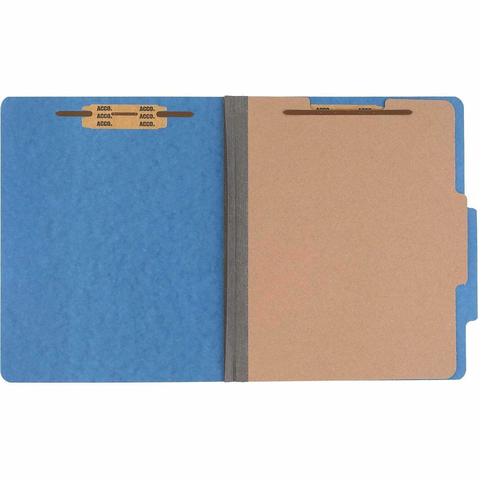 ACCO Letter Classification Folder - 2" Folder Capacity - 8 1/2" x 11" - 4 x Clip Fastener(s) - 1 Divider(s) - Pressboard, Tyvek - Sky Blue - 10 / Box