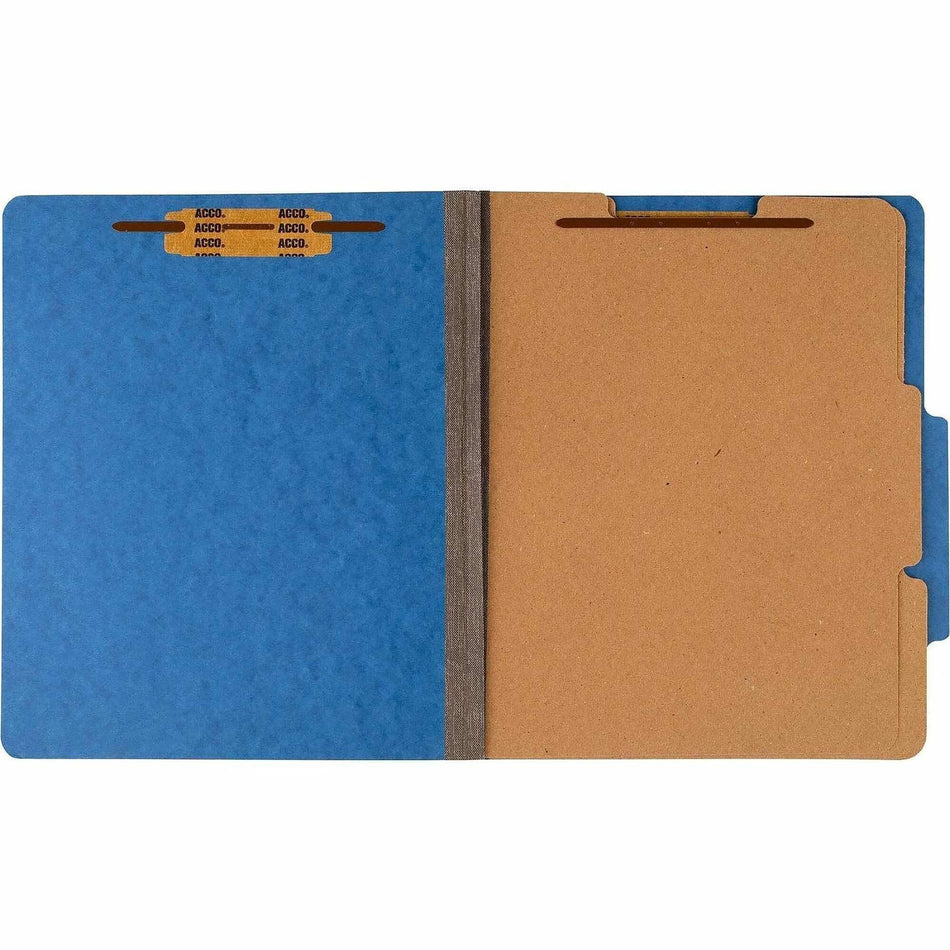 ACCO Letter Classification Folder - 3" Folder Capacity - 8 1/2" x 11" - 6 Fastener(s) - 1" Fastener Capacity - 2 Divider(s) - 6 pt. - Pressboard, Tyvek - Sky Blue - 10 / Box