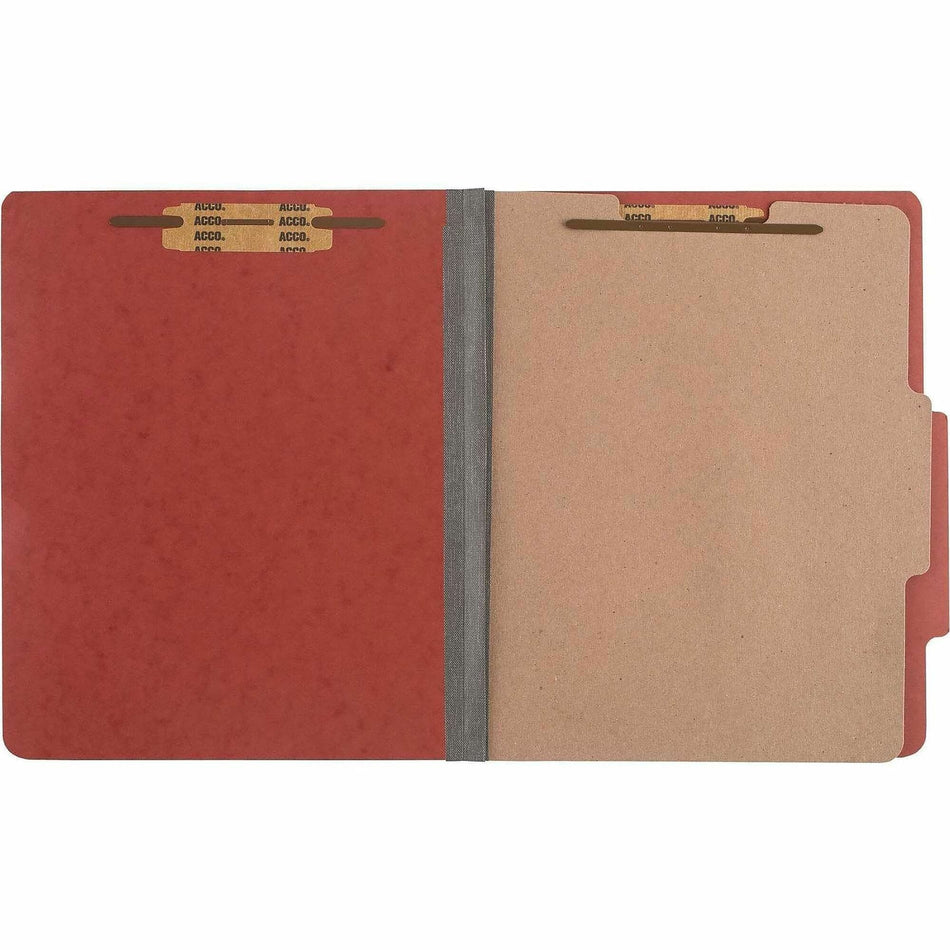 ACCO Letter Classification Folder - 2" Folder Capacity - 8 1/2" x 11" - 4 Fastener(s) - Folder - 1 Divider(s) - 4 pt. - Pressboard, Tyvek - Earth Red - 10 / Box