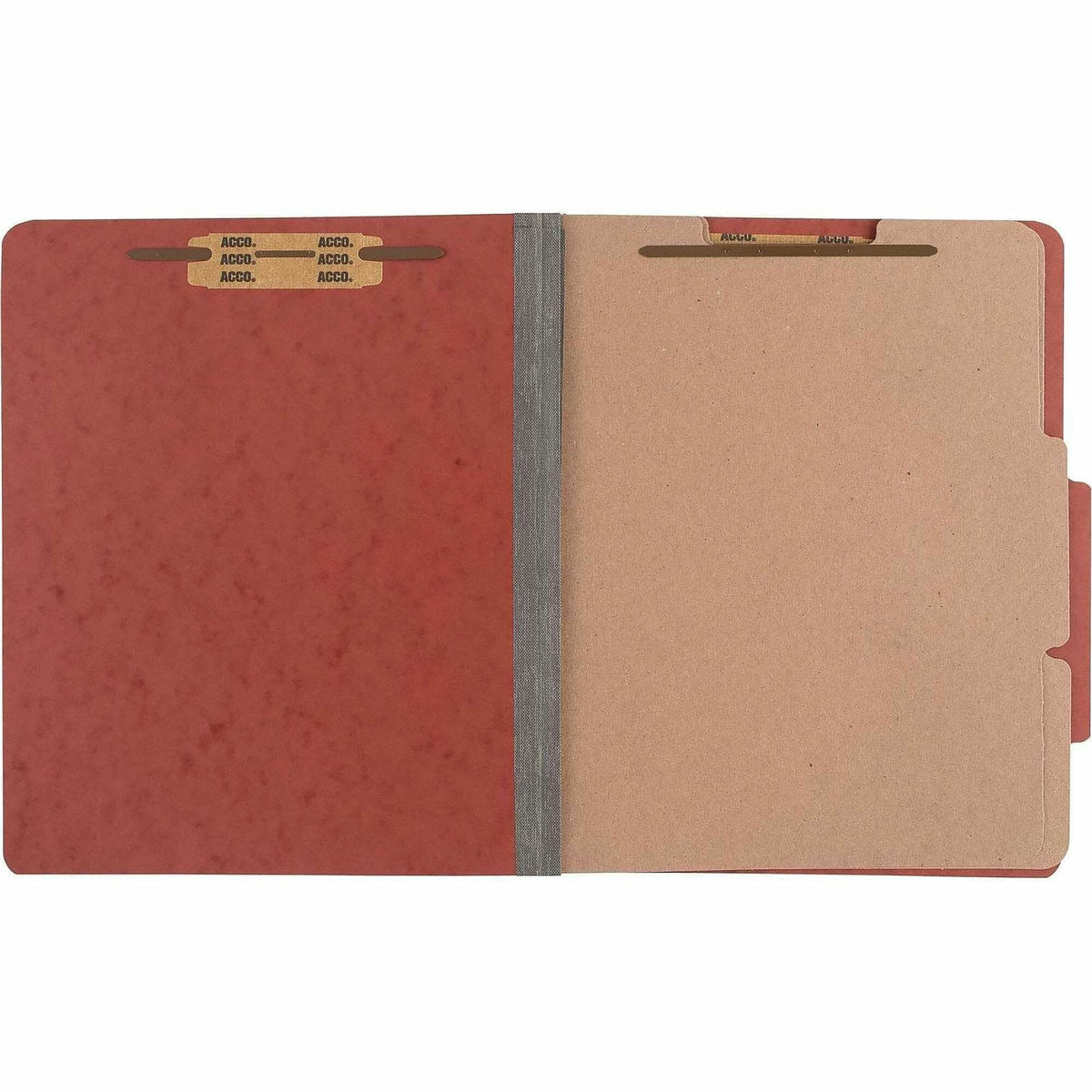 ACCO Letter Classification Folder - 3" Folder Capacity - 8 1/2" x 11" - 6 Fastener(s) - 1" for Folder - 2 Divider(s) - 6 pt. - Pressboard, Tyvek - Earth Red - 10 / Box