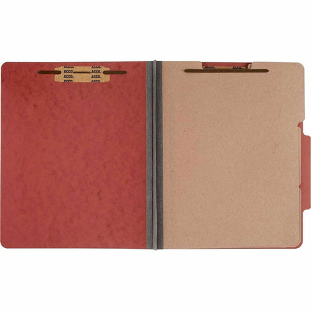 ACCO Letter Classification Folder - 4" Folder Capacity - 8 1/2" x 11" - 8 Fastener(s) - 1" for Folder - 3 Divider(s) - 8 pt. - Pressboard, Tyvek - Earth Red - 10 / Box