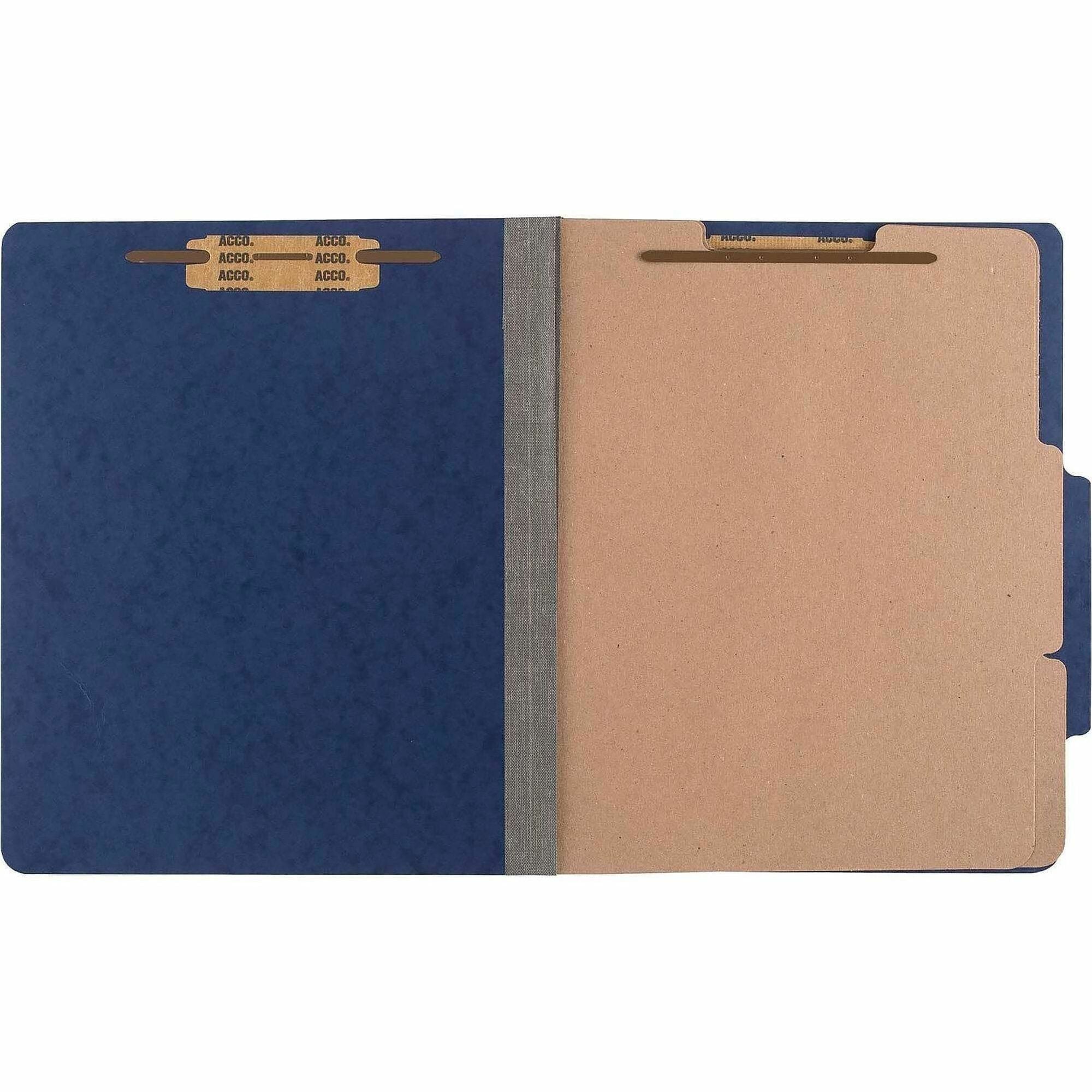 ACCO ColorLife Letter Classification Folder - 3" Folder Capacity - 8 1/2" x 11" - 6 Fastener(s) - 2 Divider(s) - Presstex, Tyvek, Acrylic - Dark Blue - 10 / Box