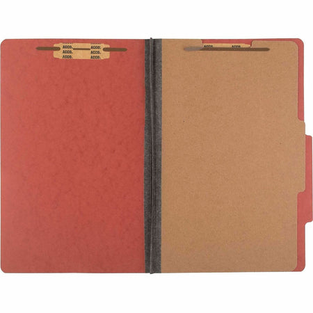 ACCO Legal Classification Folder - 2" Folder Capacity - 8 1/2" x 14" - 4 Fastener(s) - 1" for Folder - 1 Divider(s) - 4 pt. - Pressboard, Tyvek - Earth Red - 10 / Box