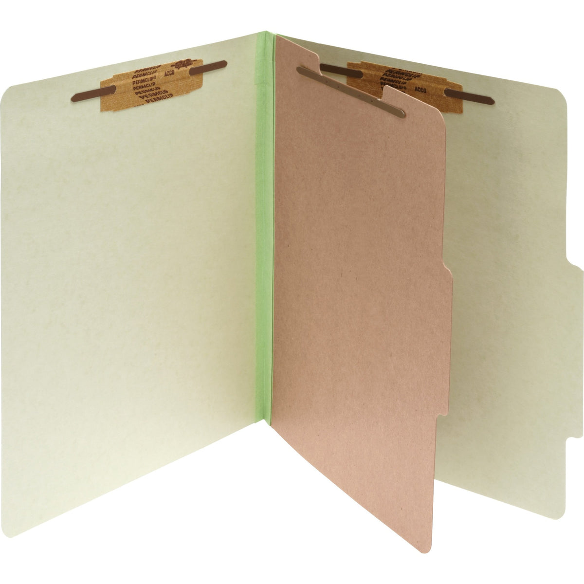 ACCO Legal Classification Folder - 2" Folder Capacity - 8 1/2" x 14" - 4 Fastener(s) - 1" for Folder - 1 Divider(s) - 4 pt. - Pressboard, Tyvek - Leaf Green - 10 / Box
