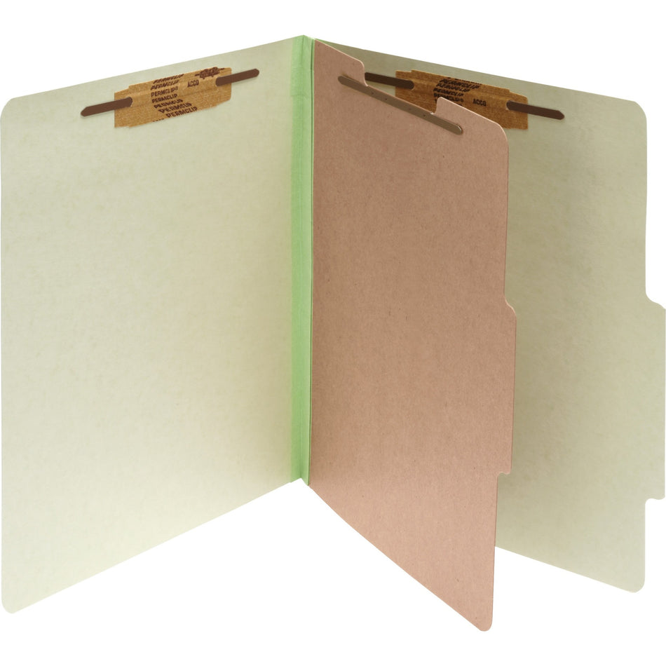 ACCO Legal Classification Folder - 2" Folder Capacity - 8 1/2" x 14" - 4 Fastener(s) - 1" for Folder - 1 Divider(s) - 4 pt. - Pressboard, Tyvek - Leaf Green - 10 / Box