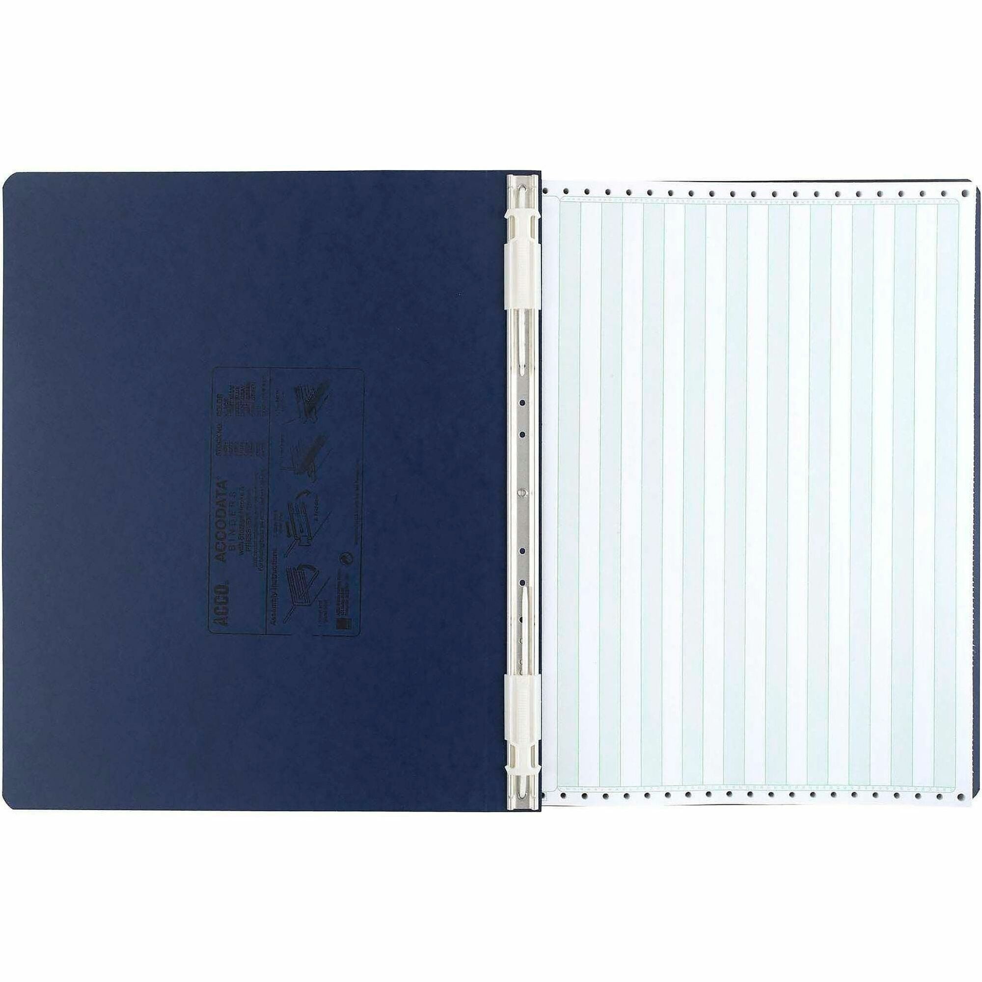 ACCO PRESSTEX Unburst Sheet Covers - 6" Binder Capacity - Fanfold - 11" x 14 7/8" Sheet Size - Dark Blue - Recycled - Retractable Filing Hooks, Hanging System, Moisture Resistant, Water Resistant - 1 Each