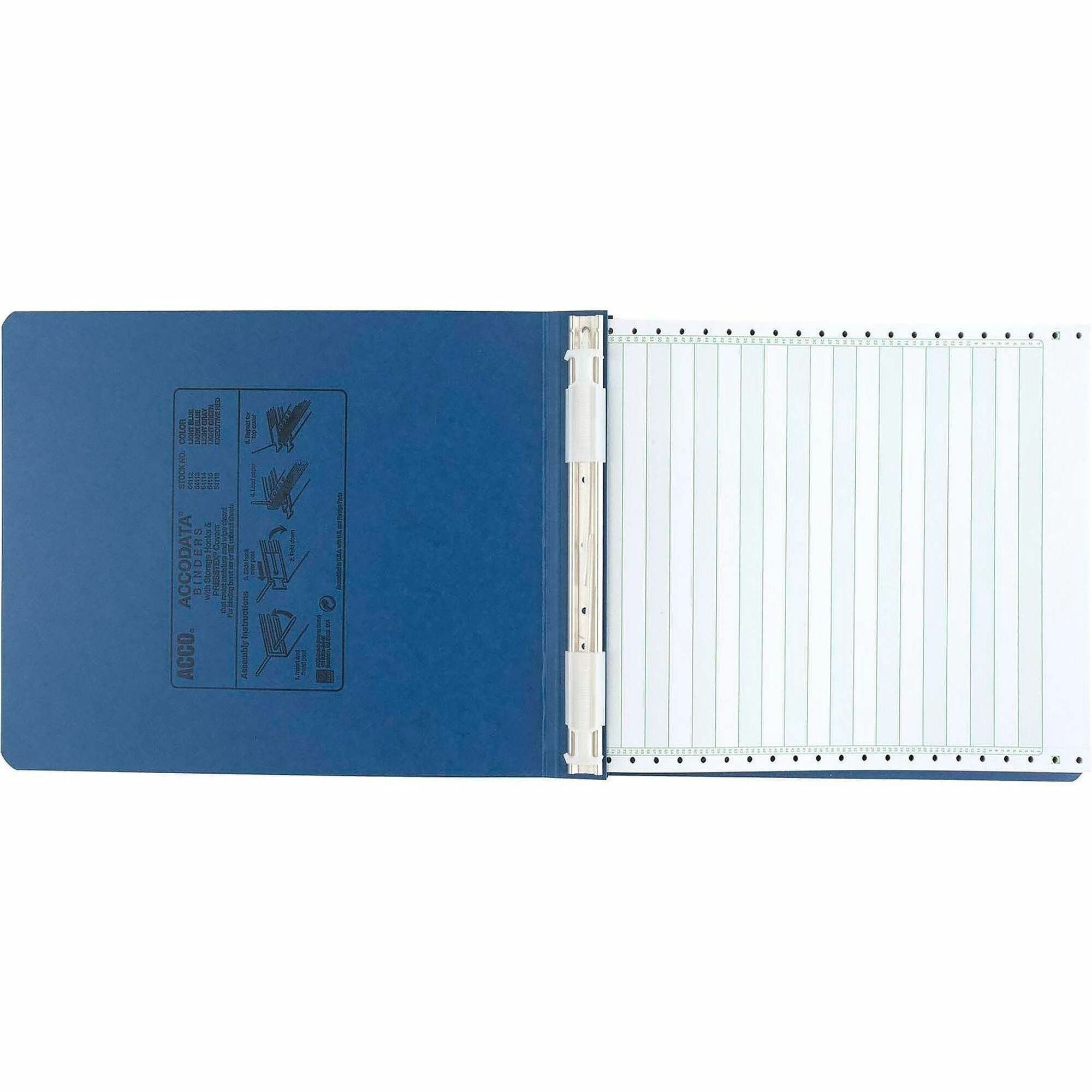 ACCO PRESSTEX Unburst Sheet Covers - 6" Binder Capacity - 9 1/2" x 11" Sheet Size - Light Blue - Recycled - Retractable Filing Hooks, Hanging System, Moisture Resistant, Water Resistant - 1 Each