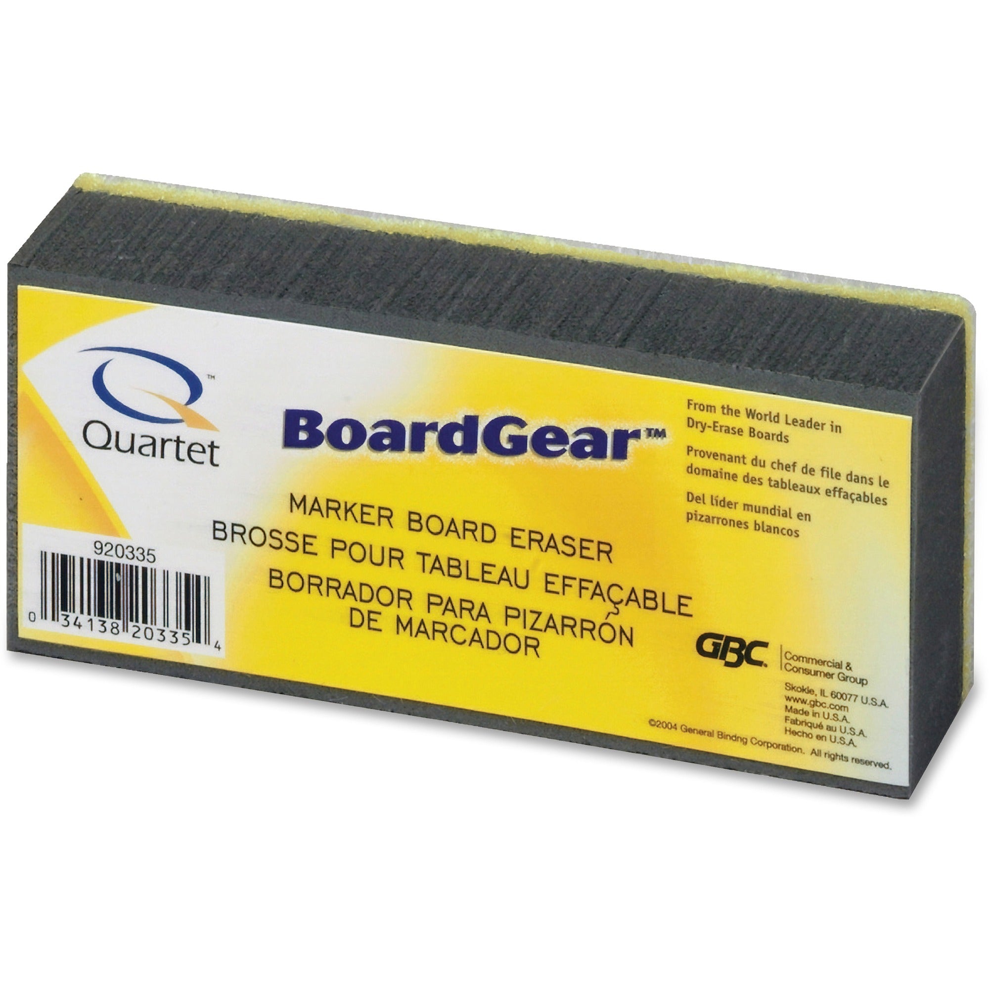 Quartet Whiteboard Eraser - 2.75" Width x 5" Length - Used as Dust Remover, Ink Remover - Washable, Soft, Lightweight - Gray - Cloth - 1 Each