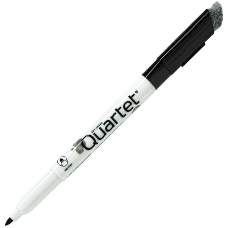 Quartet Classic Dry-Erase Markers with Eraser Cap - Fine Bullet Marker Point - Black Ink - 1 Dozen