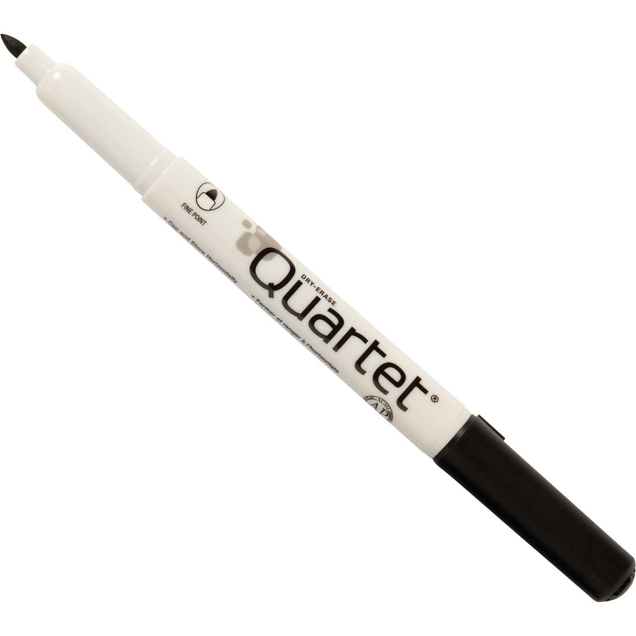 Quartet Classic Dry-Erase Markers with Eraser Cap - Fine Bullet Marker Point - Black Ink - 1 Dozen