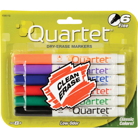 Quartet Classic Dry-Erase Markers - Fine Marker Point - Assorted Ink - 6 / Set