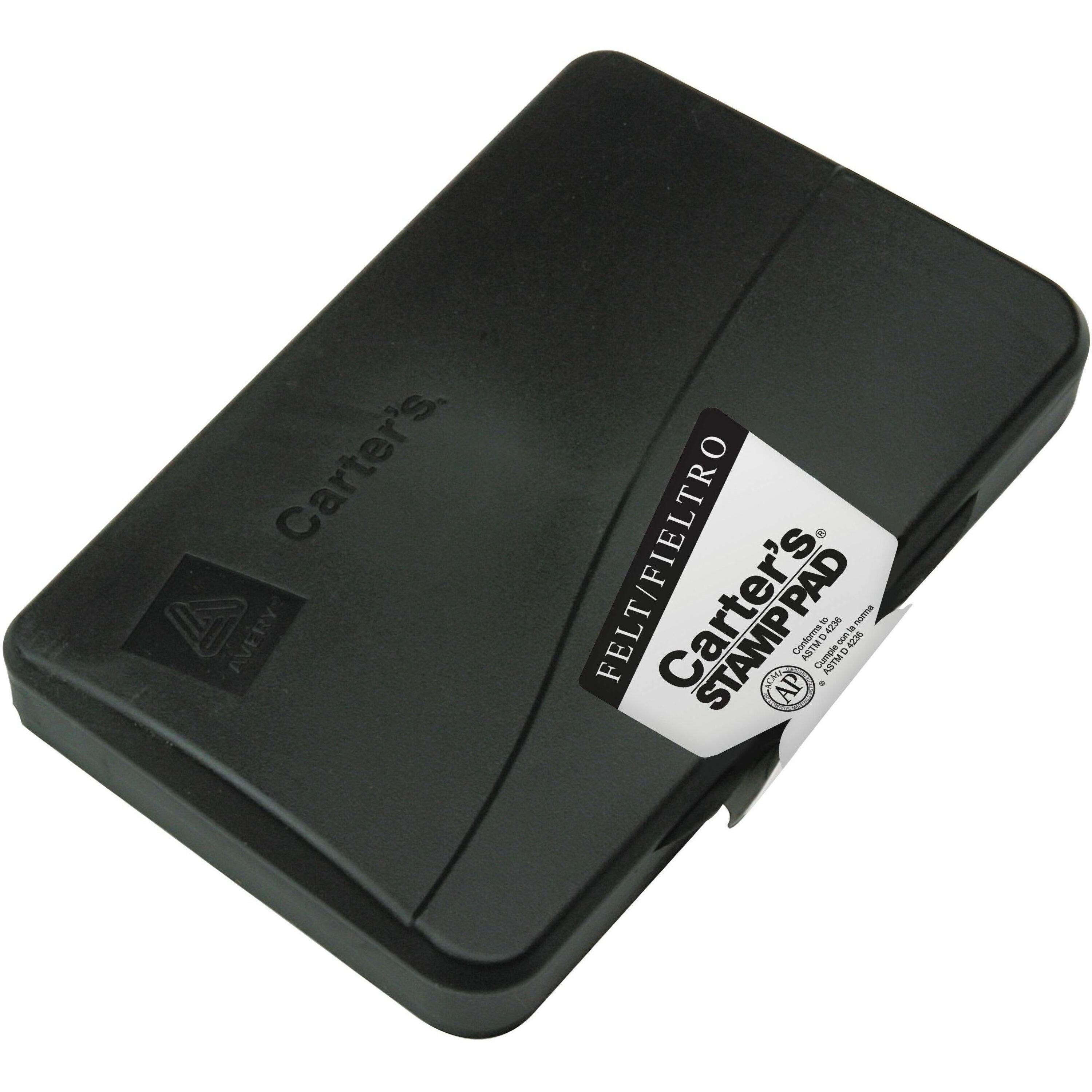 Carter's®  Felt Black Stamp Pad, 3.15" x 6.12" (21082) - 3.2" Width x 6.1" Length - Felt Pad - Black Ink - Black - 1 Each