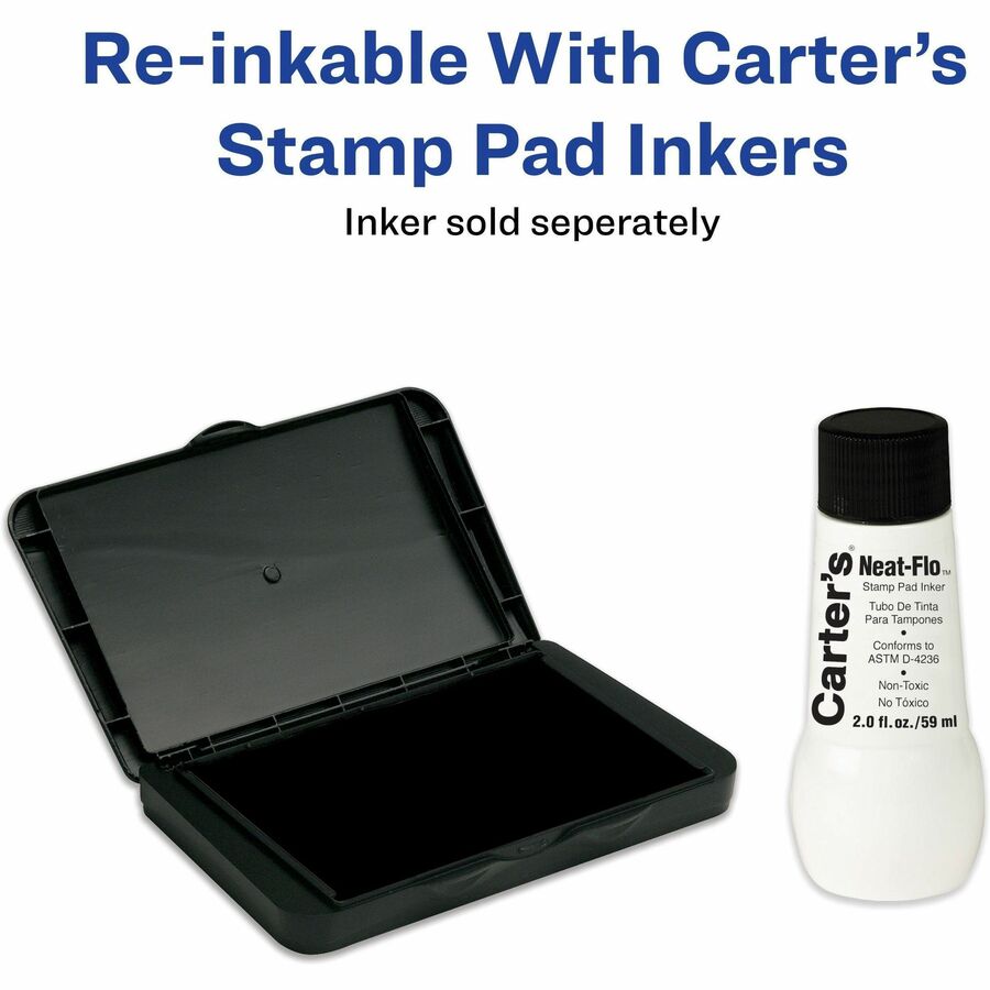 Carter's®  Felt Black Stamp Pad, 3.15" x 6.12" (21082) - 3.2" Width x 6.1" Length - Felt Pad - Black Ink - Black - 1 Each