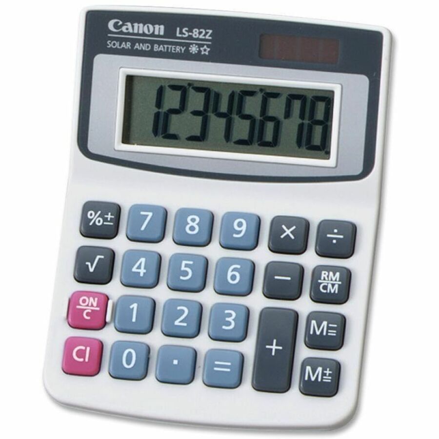 Canon LS82Z Handheld Calculator - Big Display, Large Plastic Keytop - 8 Digits - LCD - Battery/Solar Powered - 0.3" Height x 3.5" Width x 4.4" Depth - 1 Each