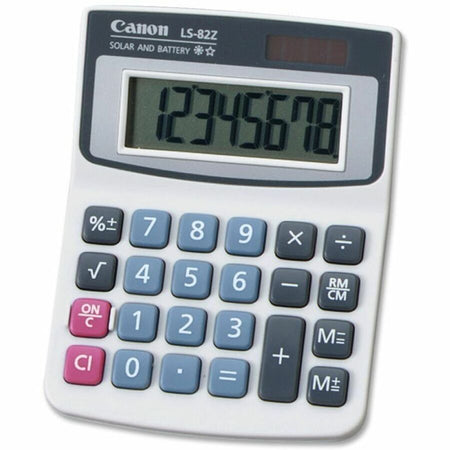 Canon LS82Z Handheld Calculator - Big Display, Large Plastic Keytop - 8 Digits - LCD - Battery/Solar Powered - 0.3" Height x 3.5" Width x 4.4" Depth - 1 Each