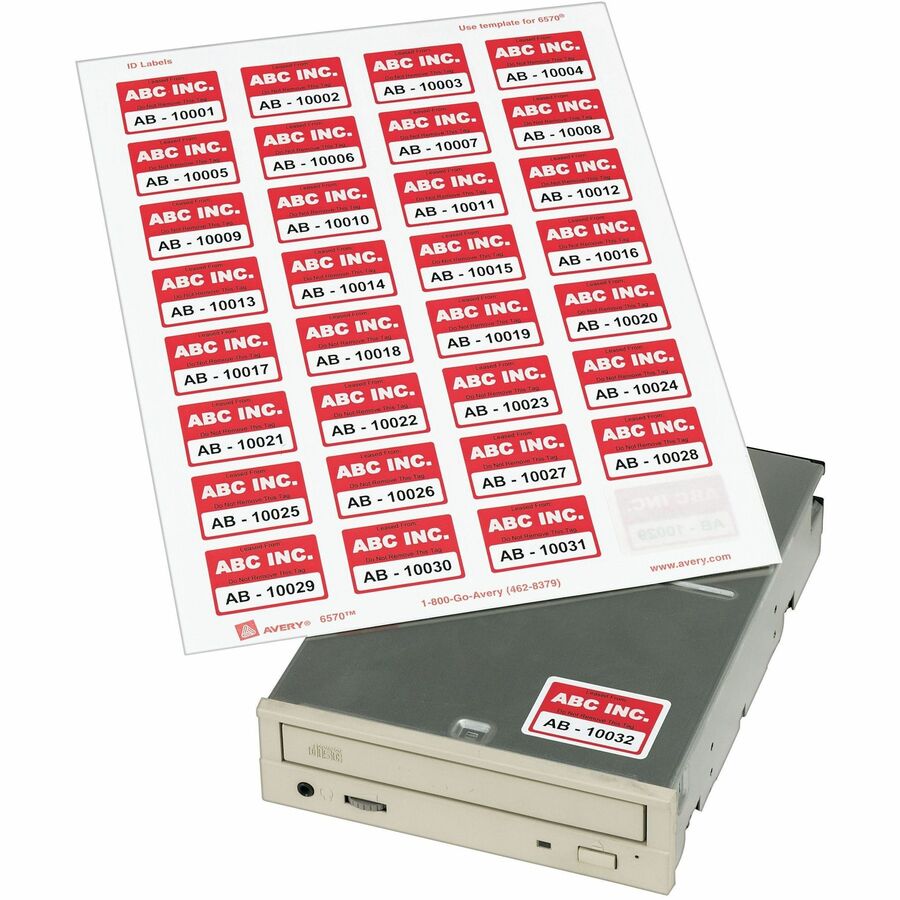 Avery®  Laser Inkjet Printer Permanent ID Labels - 1 1/4" Width x 1 3/4" Length - Permanent Adhesive - Rectangle - Inkjet, Laser - White - Paper - 32 / Sheet - 15 Total Sheets - 480 Total Label(s) - 480 / Pack