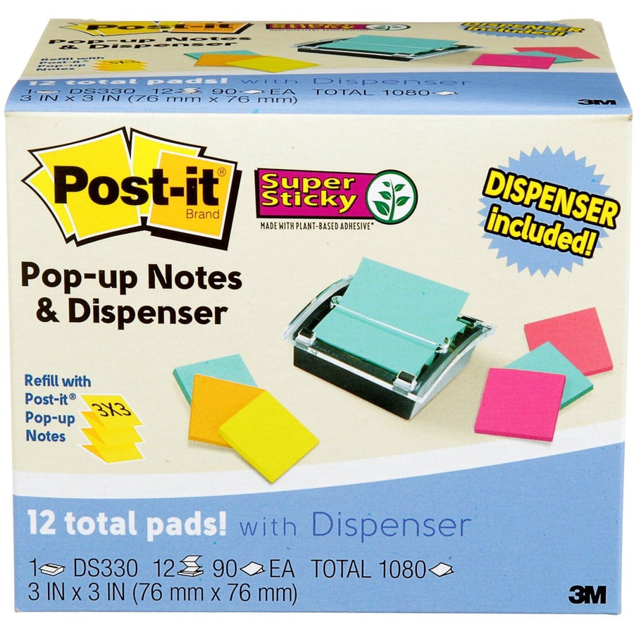 Post-it&reg; Super Sticky Dispenser Notes and Dispenser - Front