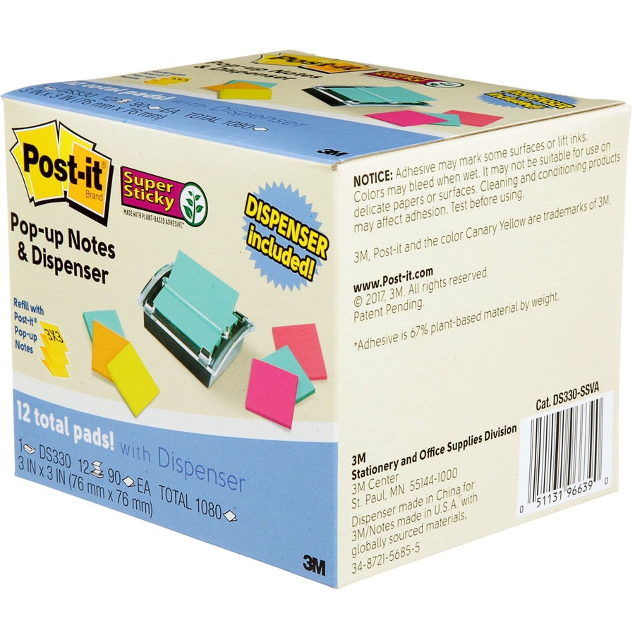 Post-it&reg; Super Sticky Dispenser Notes and Dispenser - Left