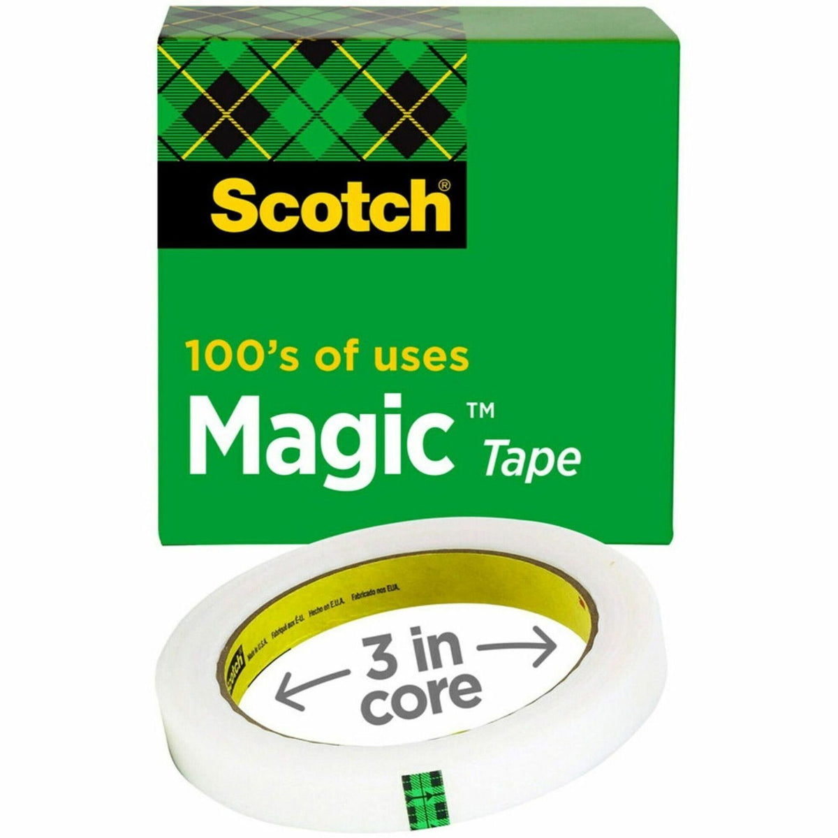 Scotch Invisible Magic Tape - 72 yd Length x 1" Width - 3" Core - Matte - Clear - Split Resistant, Tear Resistant - For Mending, Splicing - 1 Roll
