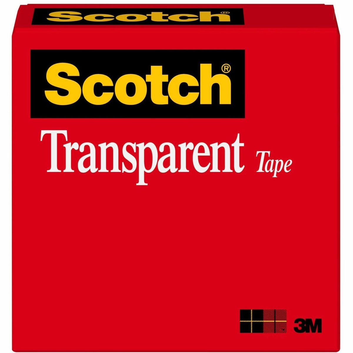 Scotch Transparent Office Tape - 72 yd Length x 1" Width - 3" Core - Clear - Stain Resistant, Moisture Resistant, Long Lasting - For Multipurpose, Mending, Packing, Label Protection, Wrapping - 1 Roll
