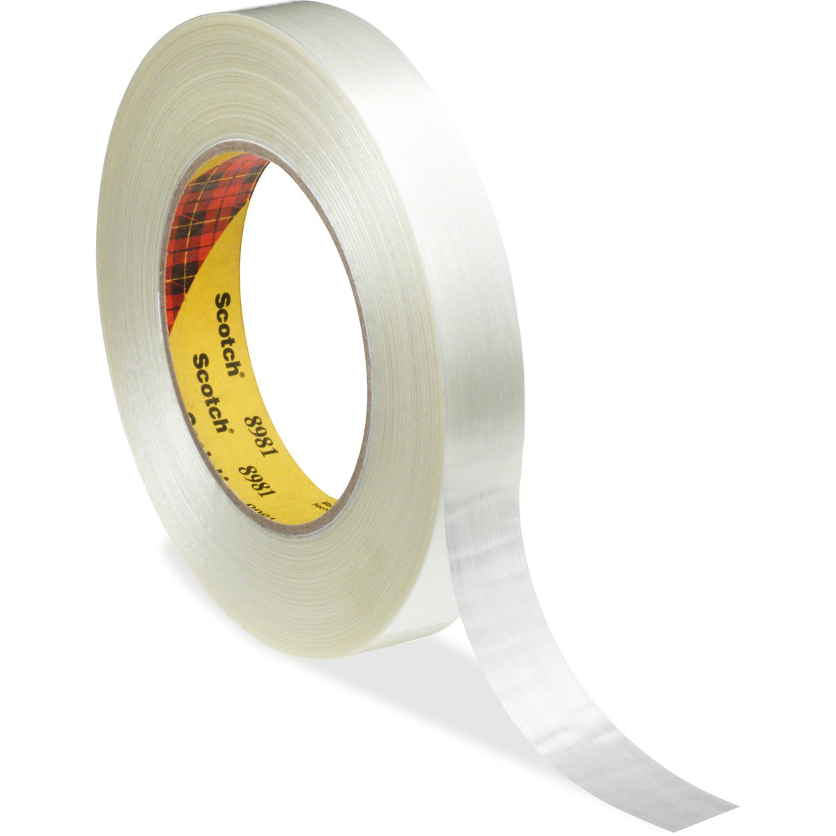 Scotch Premium-Grade Filament Tape - 60 yd Length x 1" Width x 6.6 mil Thickness - 3" Core - Clear - Synthetic Rubber - Glass Yarn Backing - Curl Resistant, Moisture Resistant, Abrasion Resistant - For Reinforcing, Banding - 1 Roll