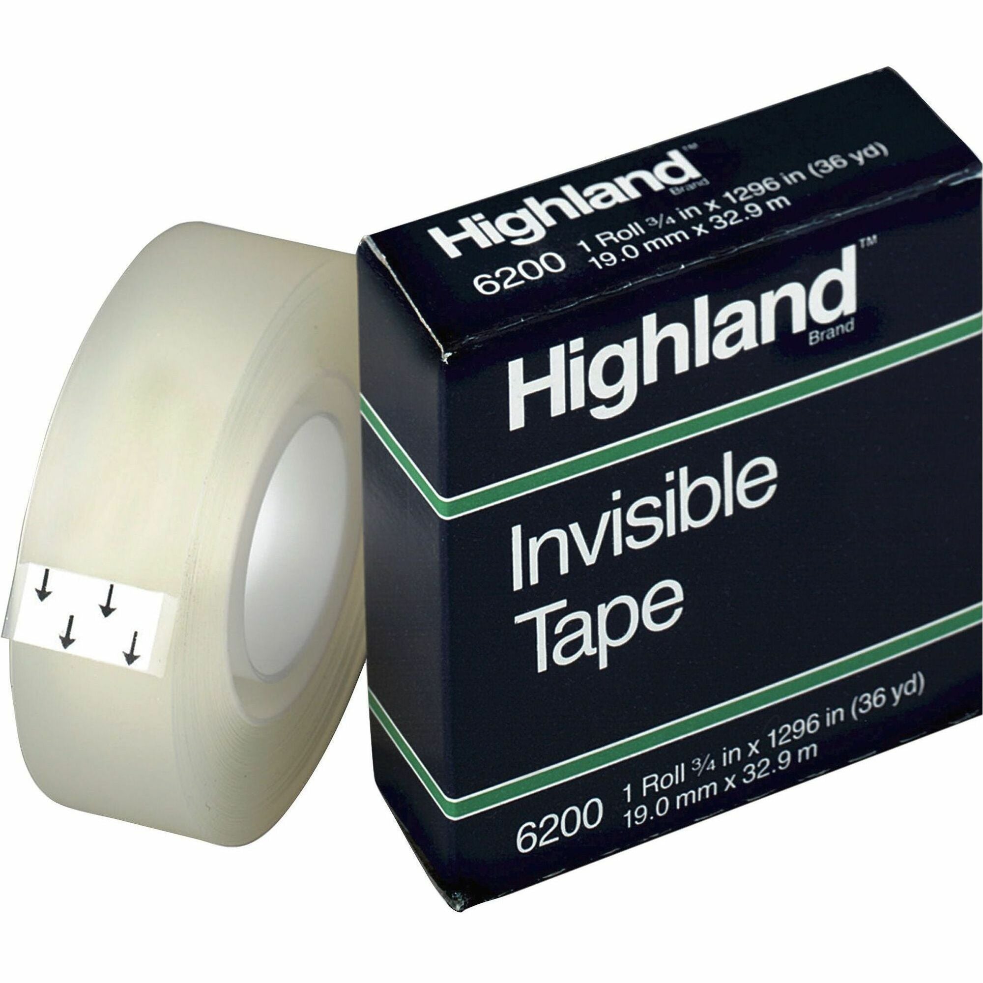 Highland Matte-finish Invisible Tape - 36 yd Length x 0.75" Width - 1" Core - Matte - Clear - For Mending, Holding, Splicing - 1 Roll