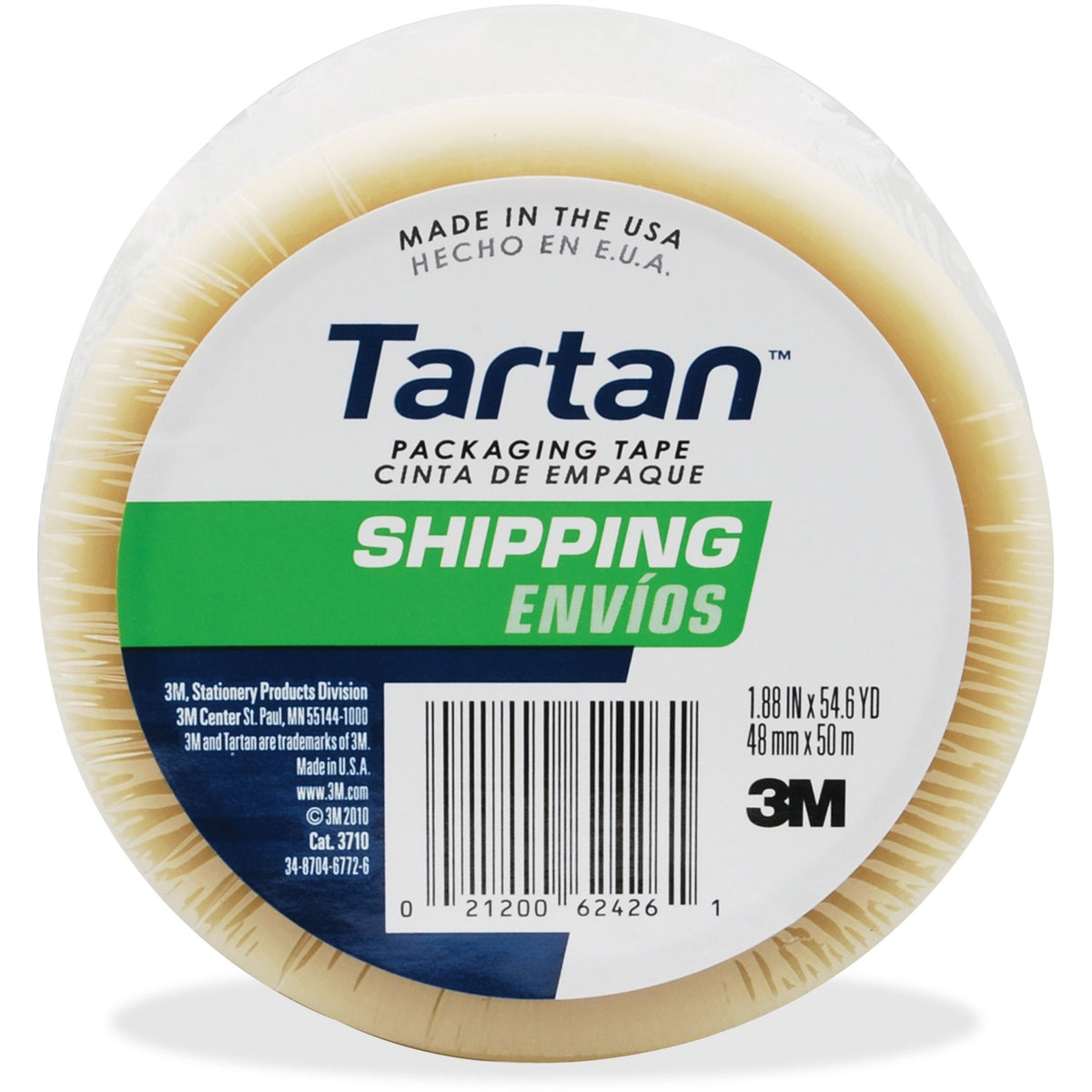 Tartan General-Purpose Packaging Tape - 54.60 yd Length x 1.88" Width x 1.9 mil Thickness - 3" Core - Clear - Rubber Resin Backing - For Packing - 1 Roll