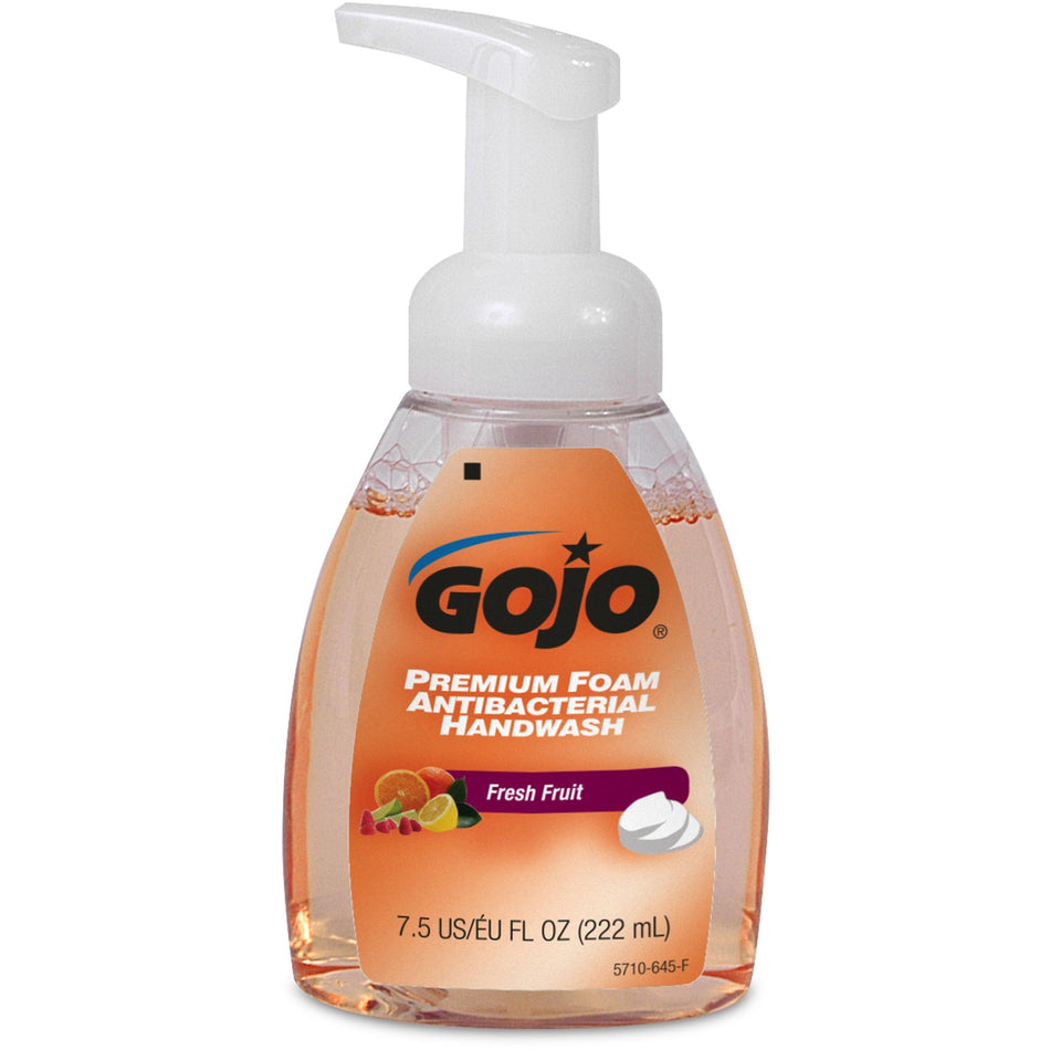 Gojo® Premium Foam Antibacterial Handwash - Fresh Fruit Scent - 7.50 fl oz - Pump Bottle Dispenser - Kill Germs - Hand - Orange - Rich Lather - 1 Each
