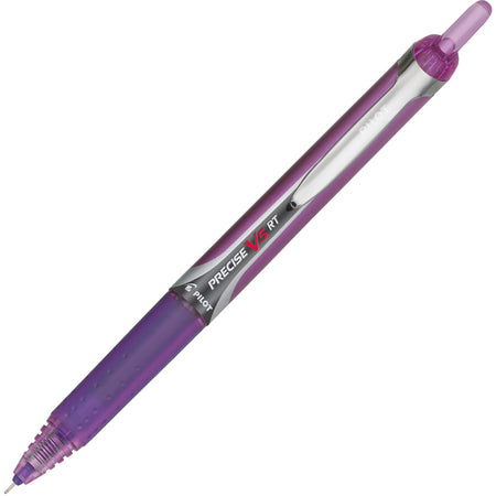 Pilot V5RT Rolling Ball Pen - 0.5 mm Extra Fine Needle Pen Point - Refillable - Retractable - Purple Ink - Water Based - Purple Barrel - 1 Dozen