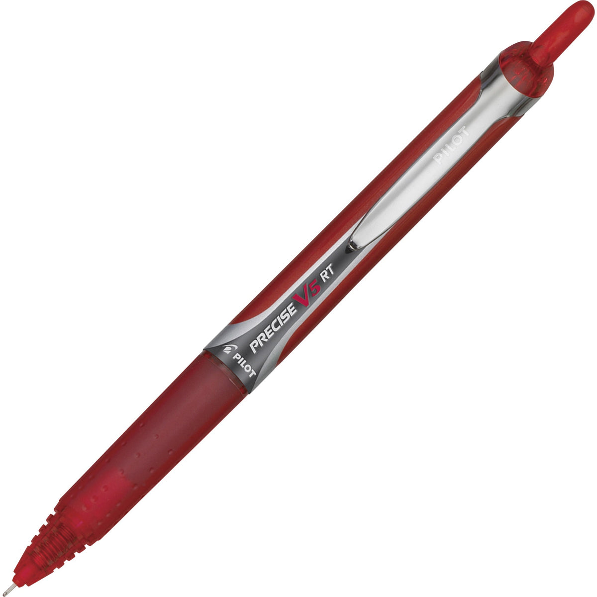Pilot Precise V5 RT Extra-Fine Premium Retractable Rolling Ball Pens - 0.5 mm Extra Fine Needle Pen Point - Retractable - Red Ink - Water Based - Red Barrel - 1 Dozen