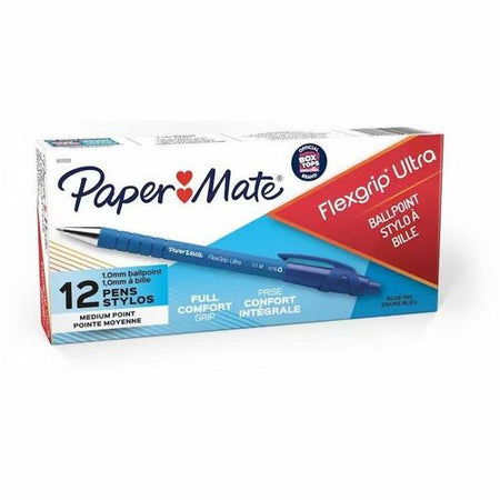 Paper Mate Flexgrip Ultra Retractable Pens - Medium Pen Point - Refillable - Retractable - Blue Ink - Rubber Barrel - 1 Each