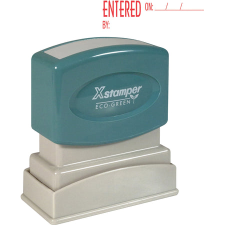 Xstamper Red Ink ENTERED Title Stamp - Message Stamp - ENTERED - 0.50" Impression Width x 1.62" Impression Length - 100000 Impression(s) - Red - Recycled - 1 Each