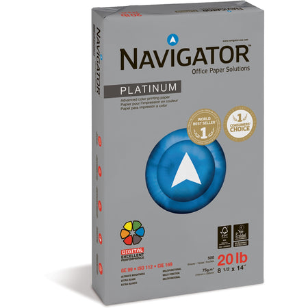 Navigator Platinum Office Multipurpose Paper - Bright White - 99 Brightness - Legal - 8 1/2" x 14" - 20 lb Basis Weight - Smooth - Chlorine-free - Bright White - 500 Sheets per Ream - 10 / Carton