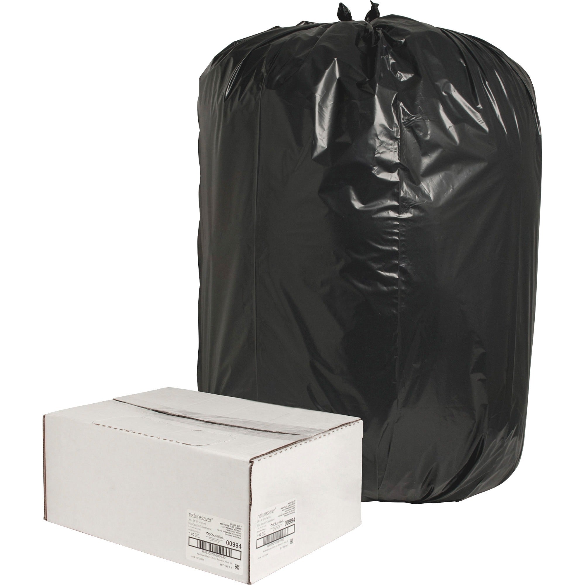 Nature Saver 60 gal Recycled Can Liners - Extra Large Size - Cleaning Supplies - Trash Bags &