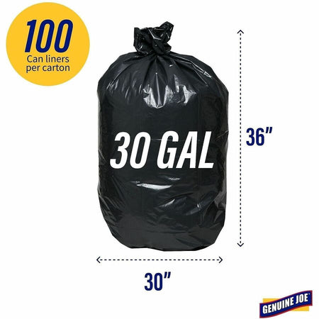 Genuine Joe Trash Can Liners: Medium 30 gal Capacity 36’’x30’’ 1.50 mil Thickness - Bags & Liners