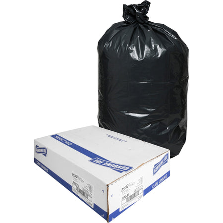 Genuine Joe Trash Can Liners: Medium 33 gal Capacity 40’’x33’’ 1.50 mil - Black 100/Box - Bags & Liners